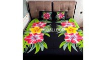 New Design Rayon Bedsheet Hand Painted Floral Design by Balinese Artisans